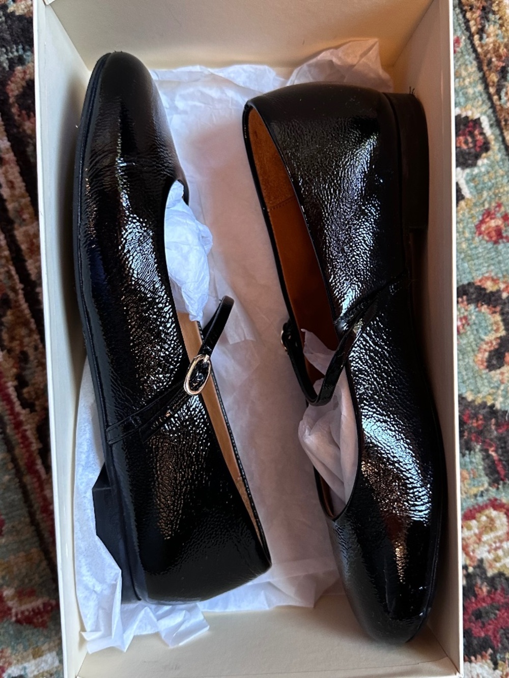 Sezane Méline Low Ballet Flats Patent Black - Size 7